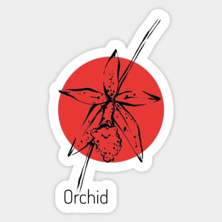 Orchid on red circle Sticker